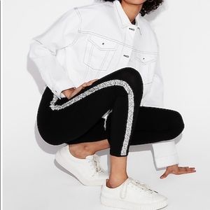 Black legging with rhinestone side detail